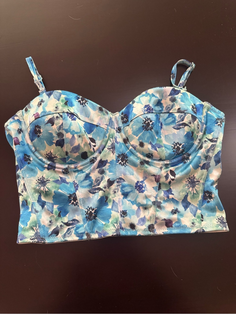 Amisu Blue Floral Bustier Camisole